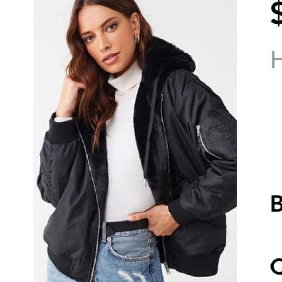 forever 21 black bomber jacket